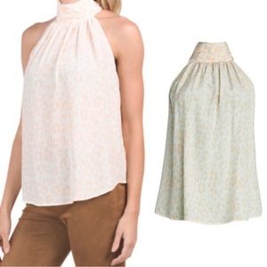 NWT Joie Erola Silk Halter Top in Leopard Print Porcelain XS